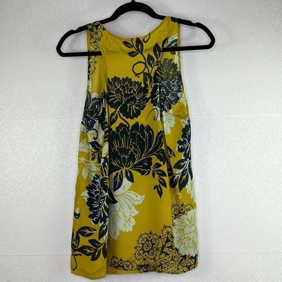 CAbi Bali Yellow Floral Silk Blend Racerback Tank S - Picture 5 of 5